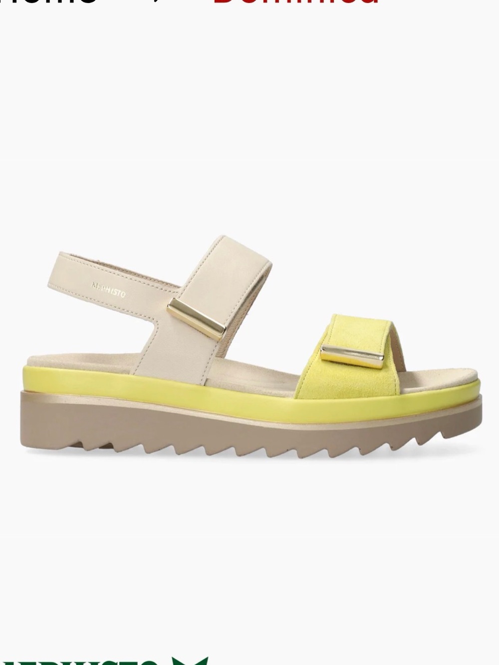 Mephisto Women’s Dominica Yellow and Beige Dual-Strap Platform Sandal